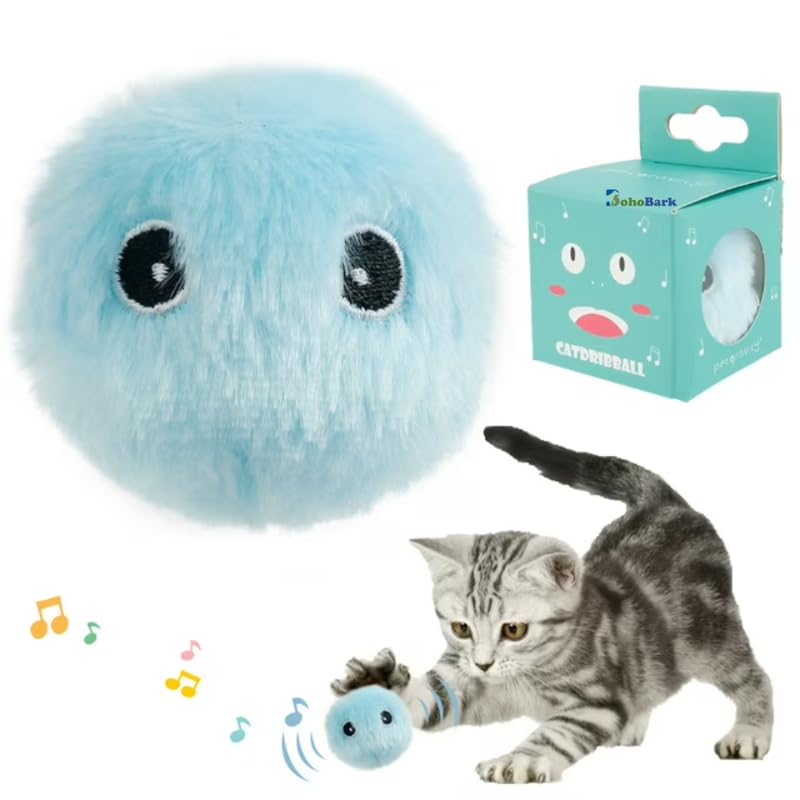 Bohobark Cat Toys Balls  Sound Cat Enrichment Toys  Stuffed Cat Toy For Indoor Cats, Fluffy Interactive Cat Kicker, Animal Sou