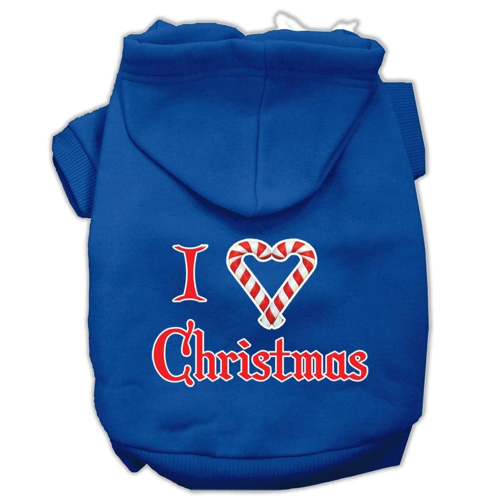 Mirage Pet Products I Heart Christmas Screen Print Pet Hoodies, Small, Bright Pink