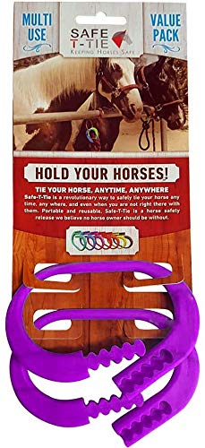 Safety Tie Injuries Preventing Horse Tether Tie - Portable & Reusable Breakaway Horse Tie - Safety For You & Your Horse - Quick Release Horse Tie - 5 Customizable Loop Setting - 2Pcs (Light Purple)