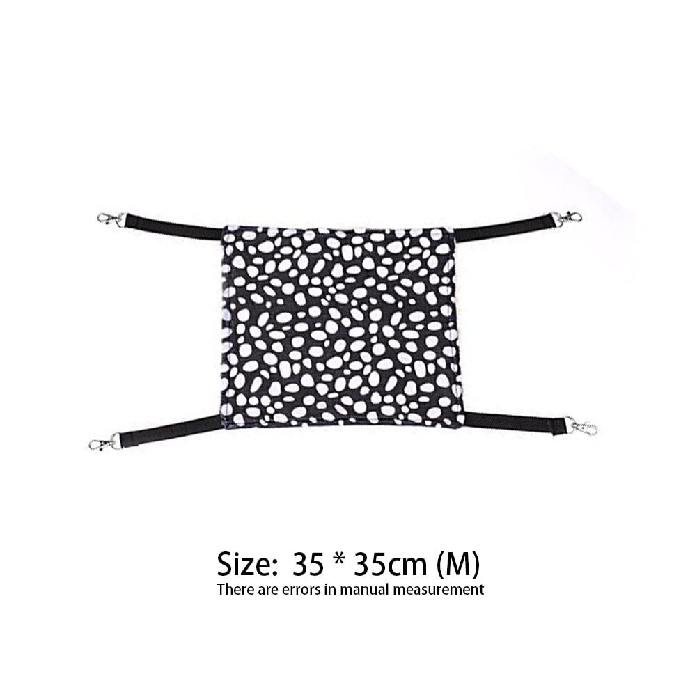 Wzyuan Pet Cage Hammock, Polyester Polka Dot Small Pet Animal Small Dog Puppy Cat Kitty Kitten Ferret Hanging Hammock Bed Sleepy Pad Comforter Black And White