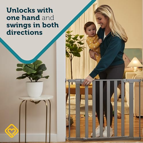 Safety 1St Walk Through Baby Gate With Door, Adjustable Pressure Mount Lift, Dog Gates, Fits 29'-38' Wide, 1-Pack, Silver