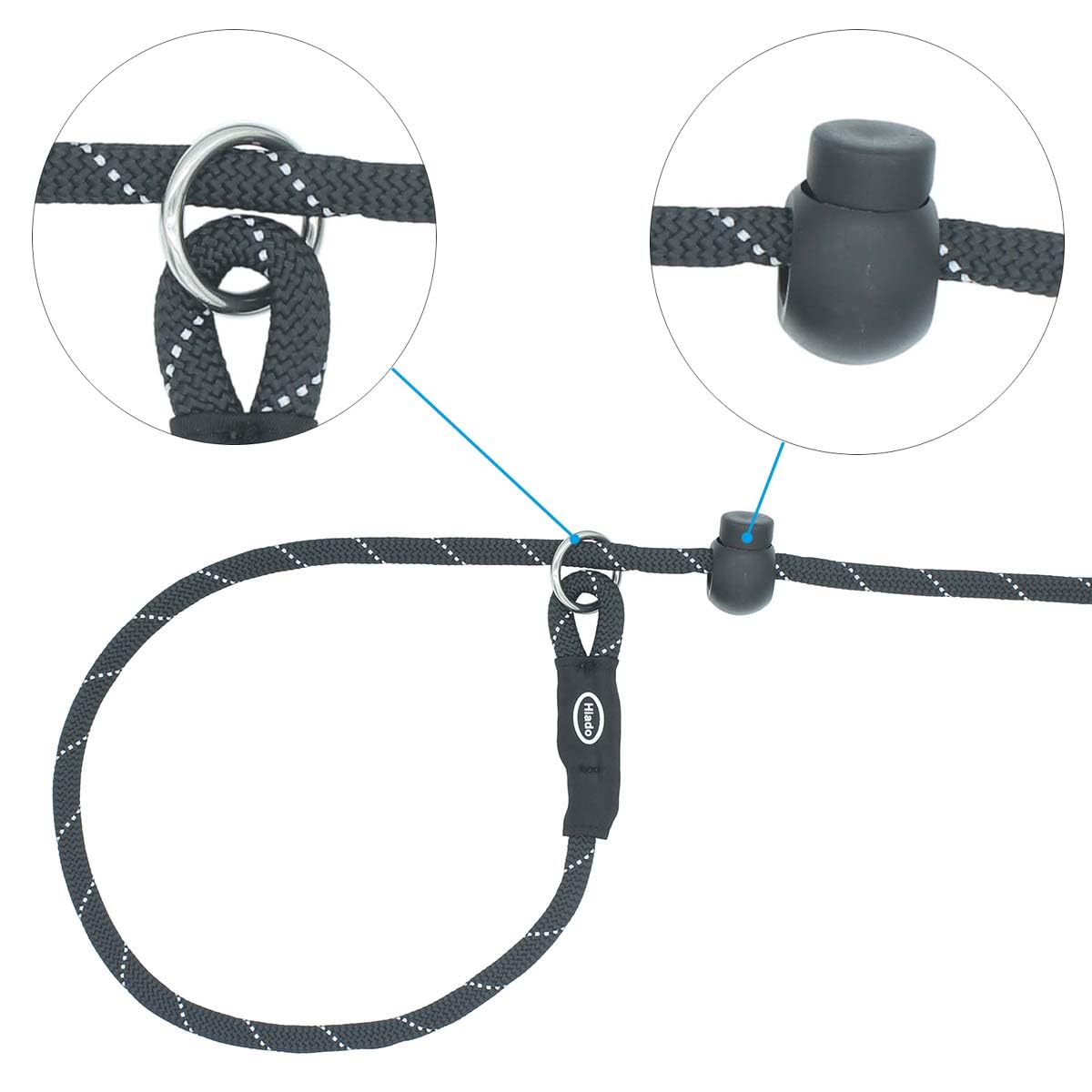 Hiado Slip Lead Dog Leash Reflective With Stopper Loop Rope Training No Pull For Small Medium Large Dogs 4Ft Black