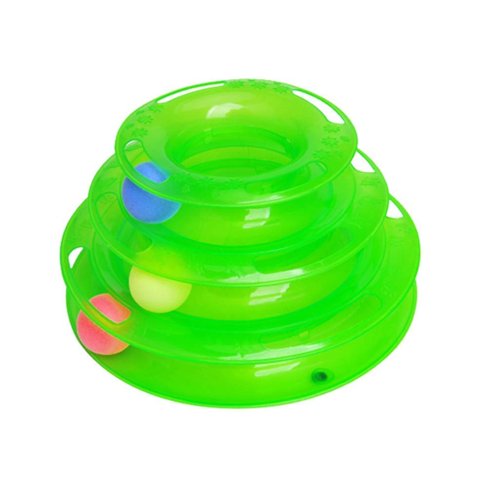 Dog Trust Pet Plastic Anti Slip Mat Roll Ball Colourful 3 Layer Wheels Tower Of Tracks Toy Ideal For Playing Cats And Kitten  G