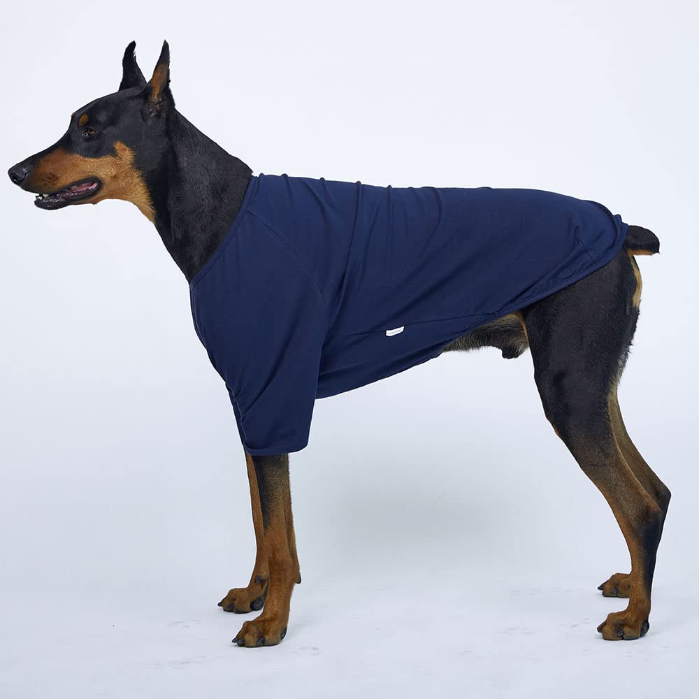 Lucky Petter Dog Shirt For Small Dogs Plain T-Shirts Soft Breathable Dog Cotton Shirt Pet Clothes (X-Large, Navy)