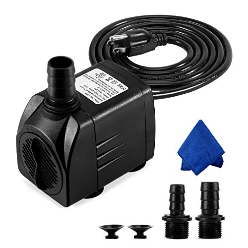 Cwkj Fountain Pump, 400Gph Submersible , Durable 25W Outdoor Water Pump With 6.5Ft Power Cord, 3 Nozzles For Aquarium, Pond, Fis