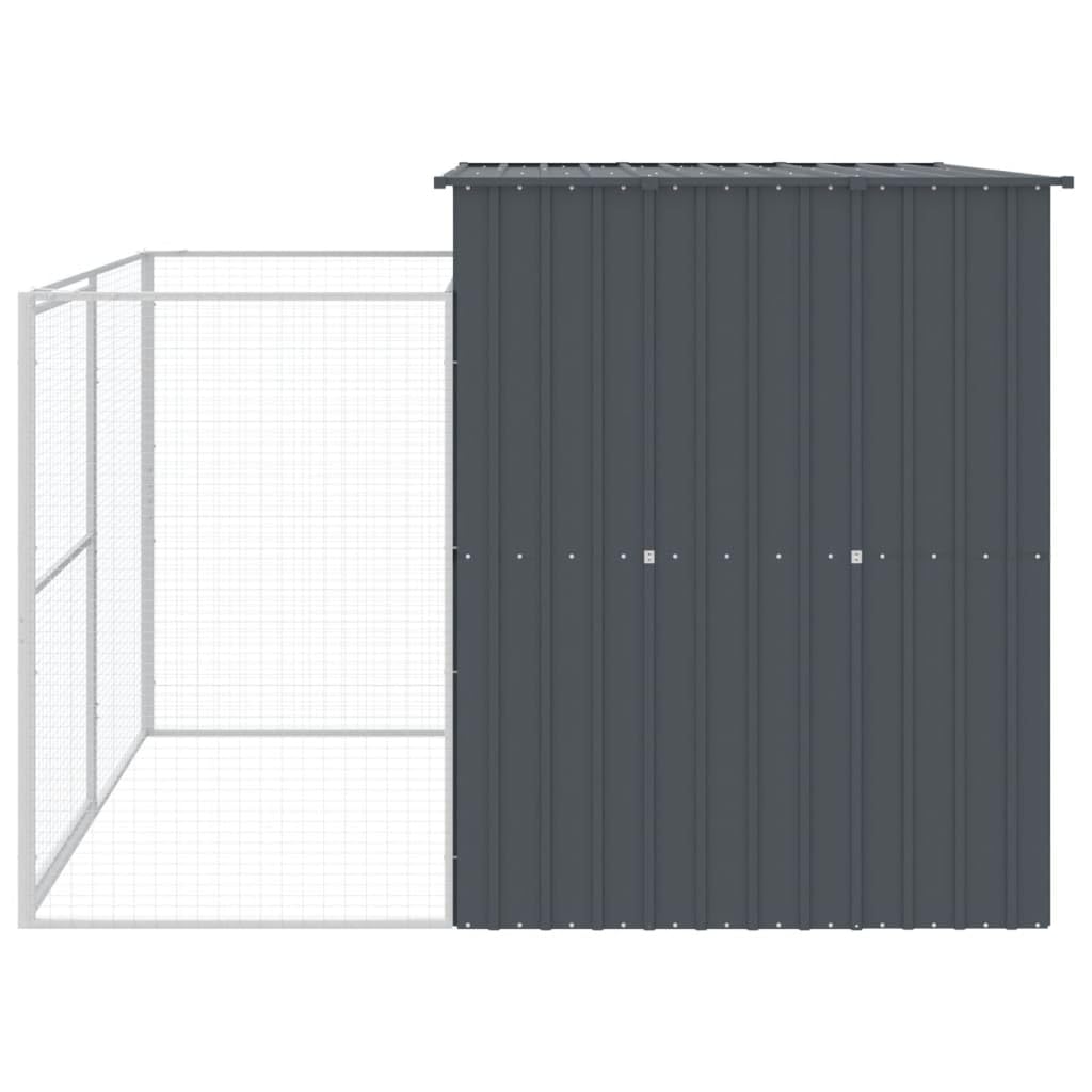vidaXL Dog House with Run Anthracite 84.3x99.6x71.3 Galvanized Steel