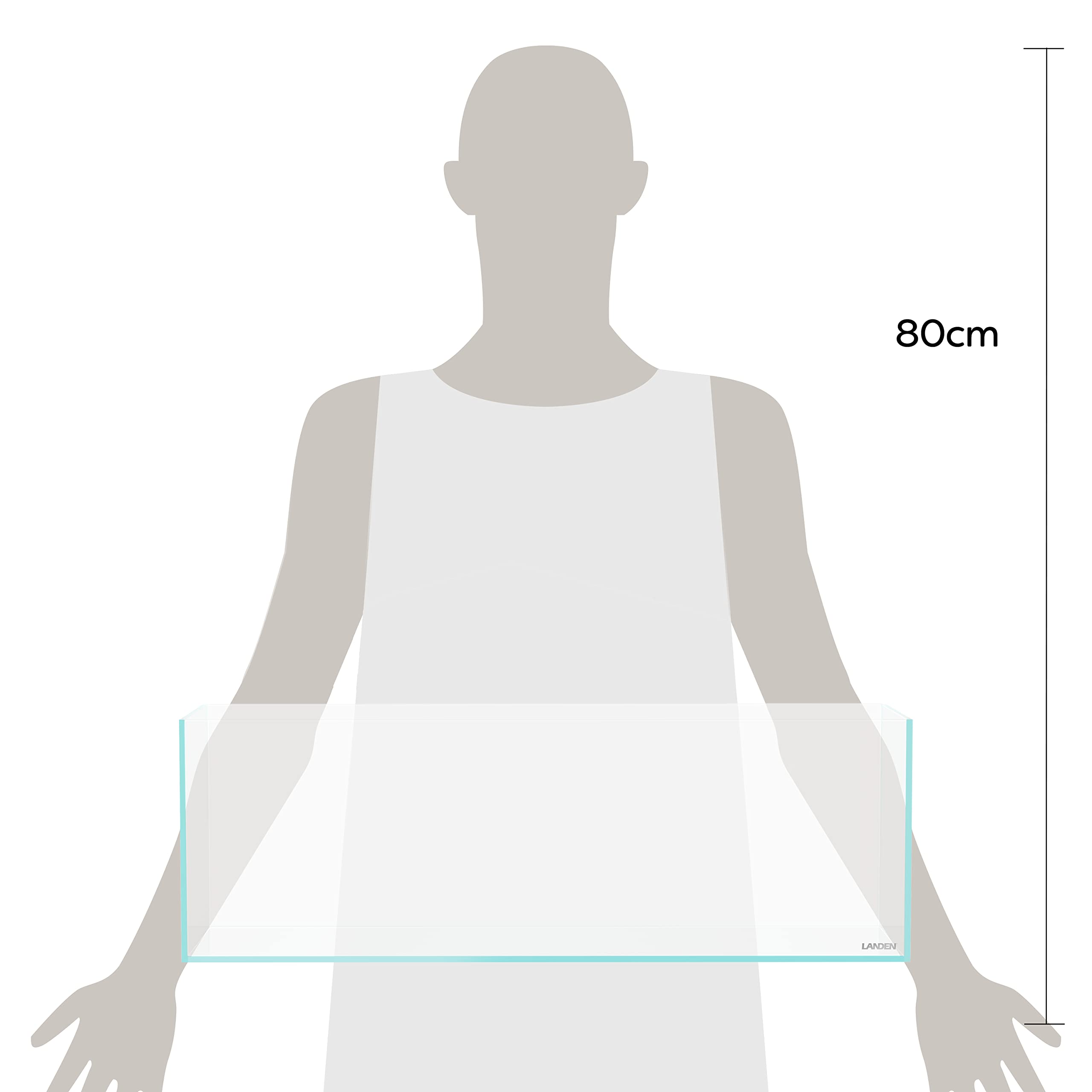 LANDEN 60L 5.8 Gal Rimless Low Iron Aquarium Long Fish Tank,Bookshelf Aquarium,W23.6  D7.87  H7.87 in(60x20x20cm) 5mm Thickness