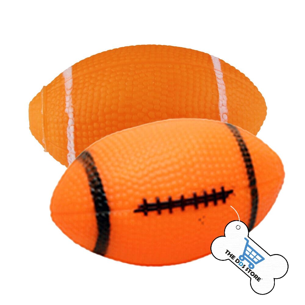 Cozy Puppies 2 Pcs Dog Squeaky Toys Ball Throw Rugby Football for Pet Training Sound Toy (Color May Vary)