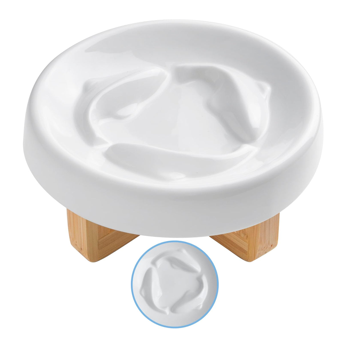 Raised Cat Dog Slow Feeder Bowl With Stand, Cat Bowls For Slow Eating, Ceramic Elevated Slow Feed Cat Bowls, Pet Bowl For Cat An