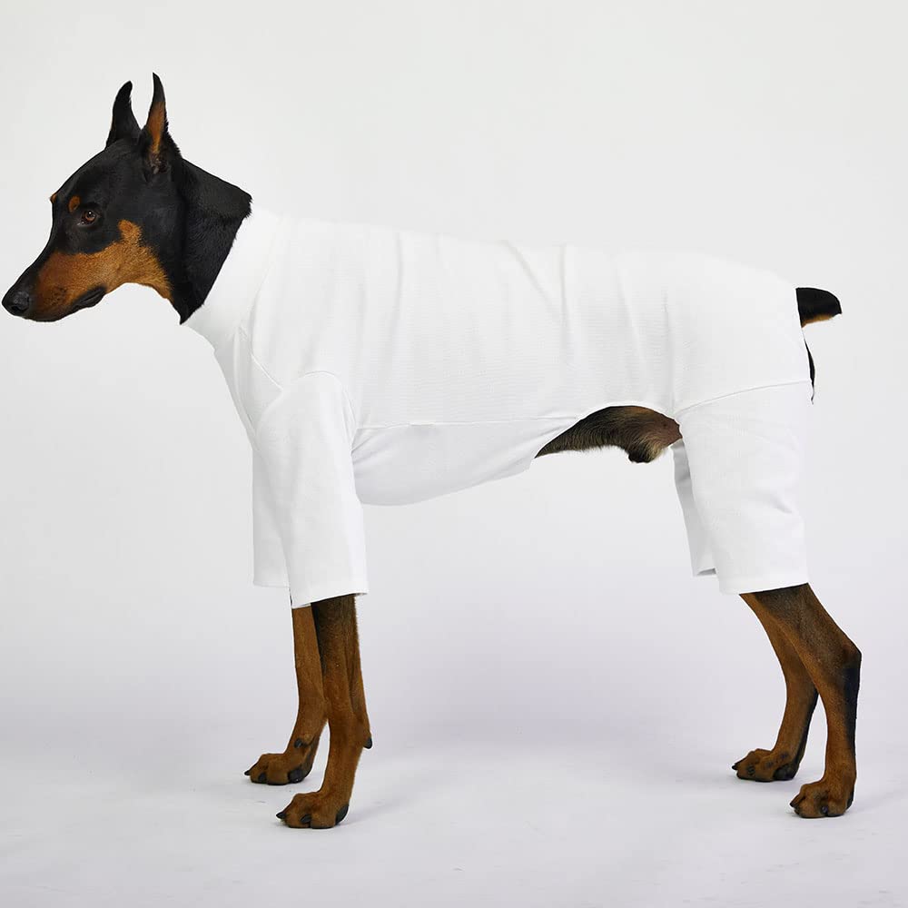 Lucky Petter Pajamas For Small Dogs - Basic Onesie Jammies, Stretchable Jumpsuit Bodysuit Pjs (4X-Large, Basic White)