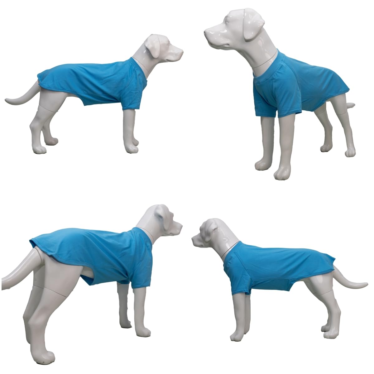 Lovelonglong Pet Clothing Dog Costumes Basic Blank T-Shirt Tee Shirts For Medium Large Dogs Lake-Blue Xxl+