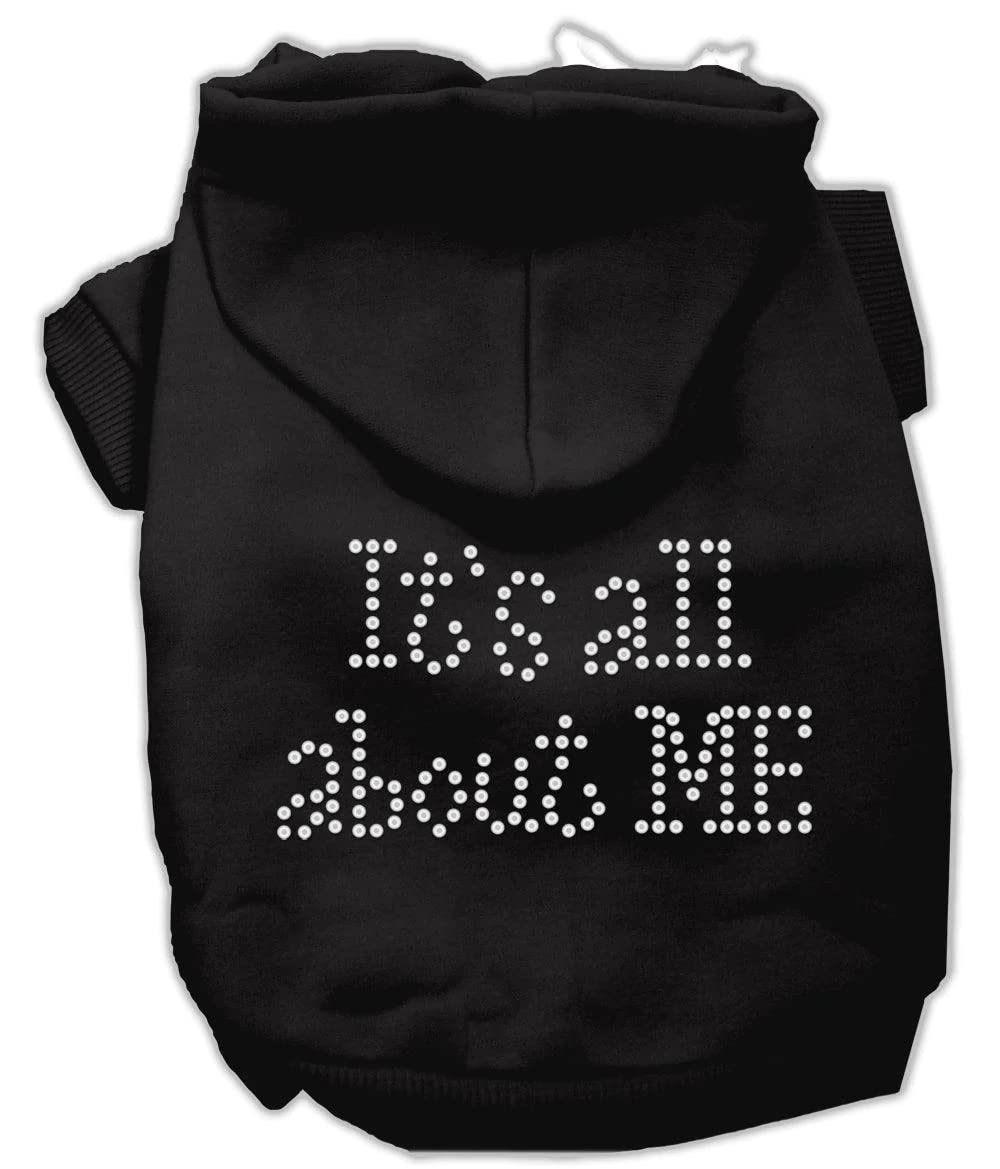 Mirage Pet Products 10-Inch It's All About Me Rhinestone Hoodies, Small, Black