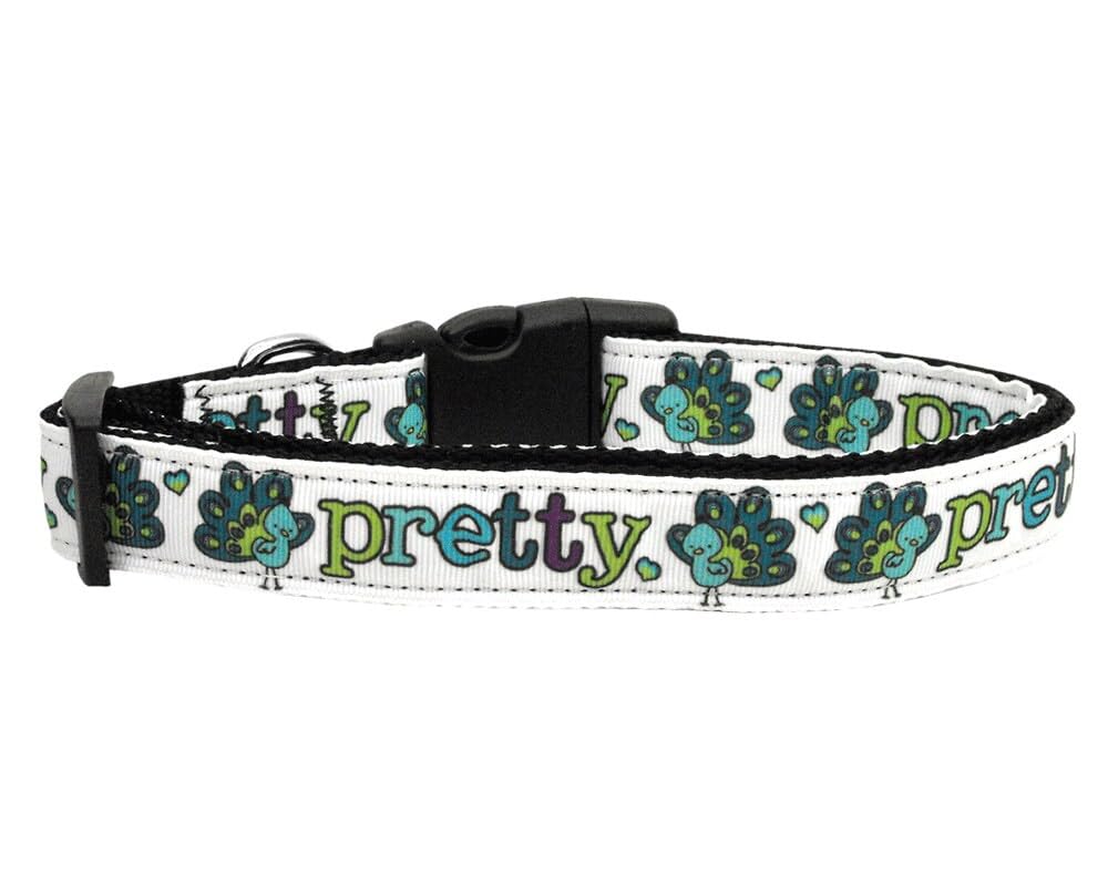 Pet Dog & Cat Nylon Collar or Leash, &quot;Pretty As A Peacock&quot; MD Collar