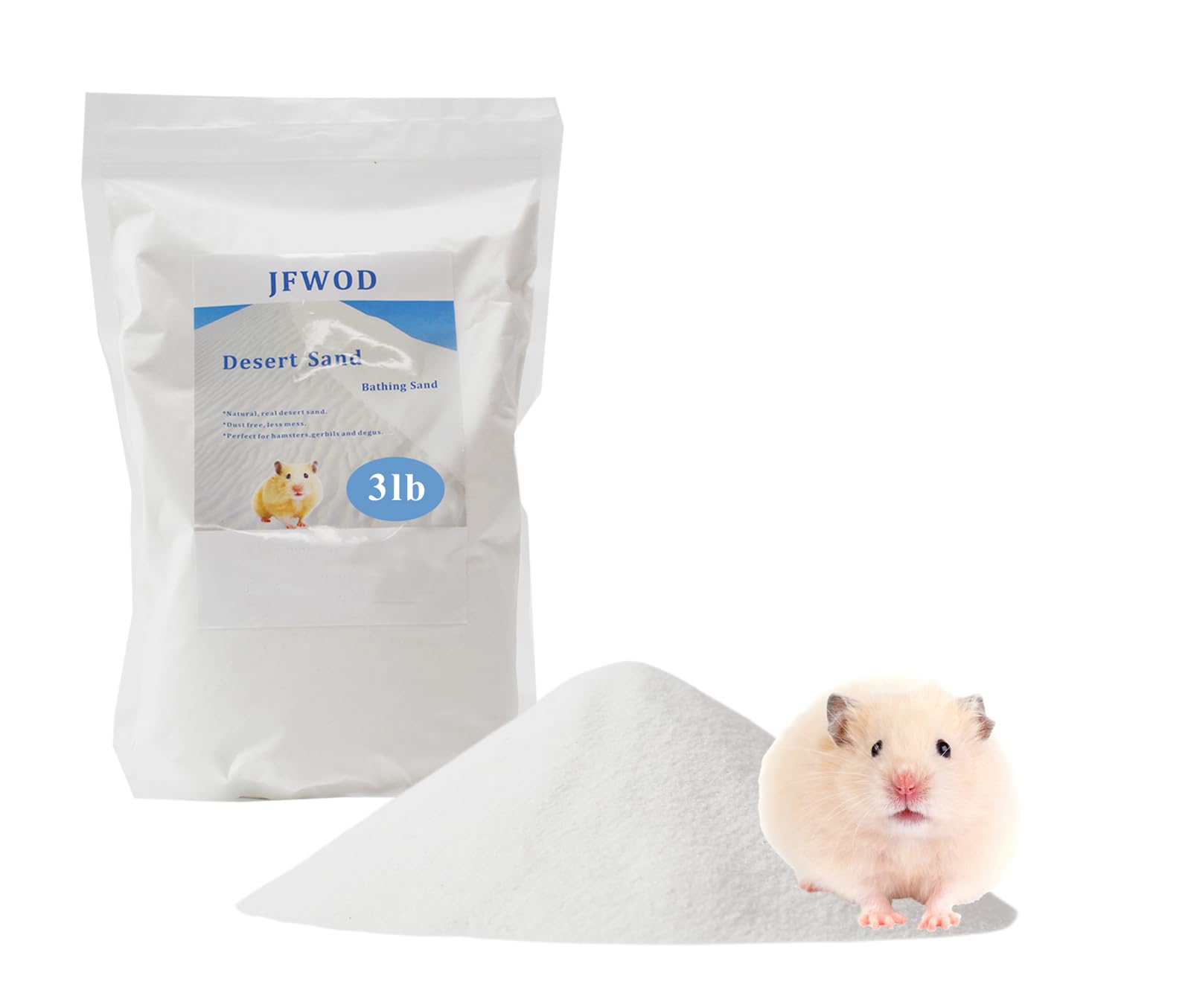 Jfwod Hamster Bath Sand, 3Lb Dust Free Desert Sand Or Potty Litter Sand For Hamster Chinchillas Gerbil Syrian Mice Small Animals