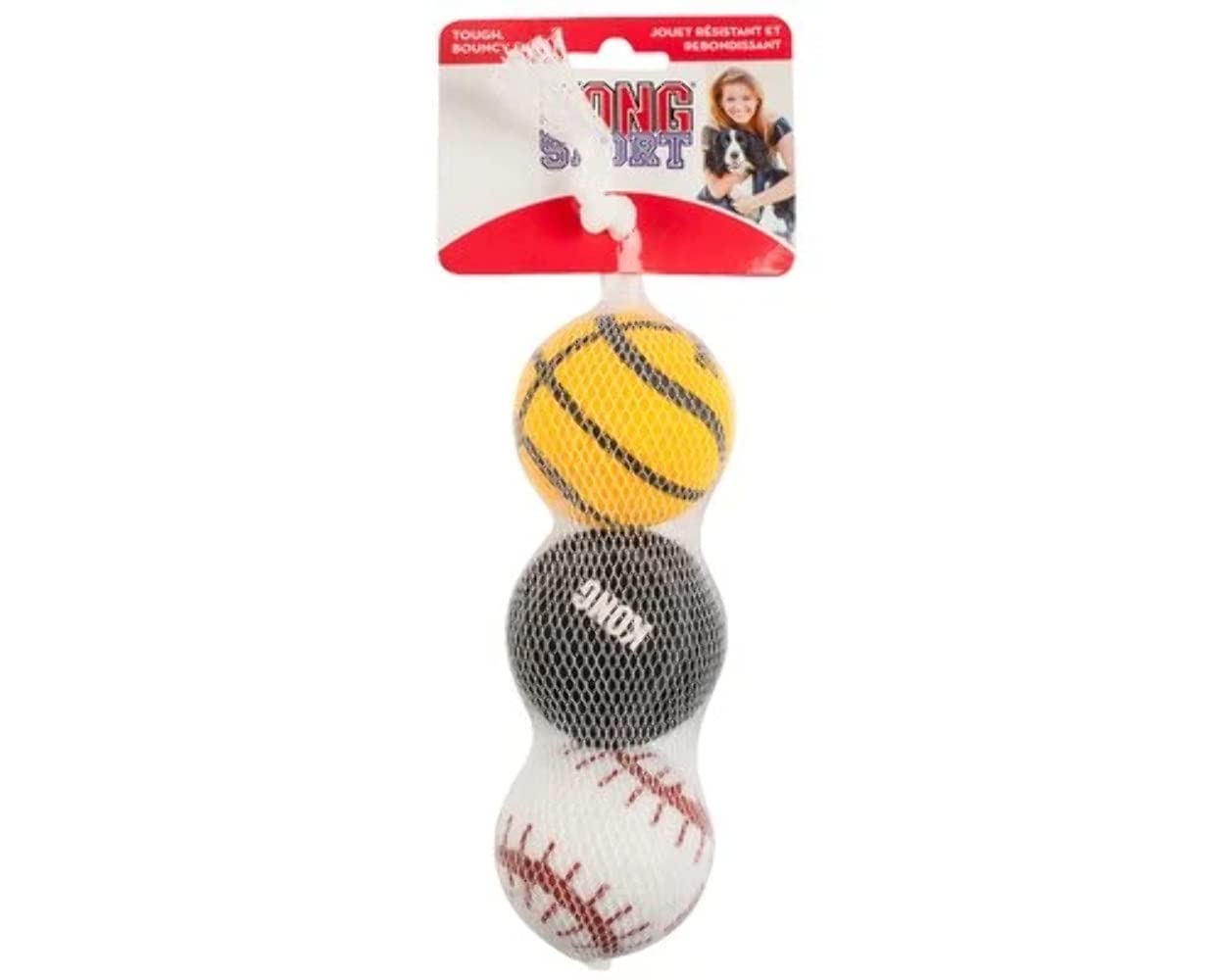 Kong - Sport Balls - Extra Bouncy, Tough Balls For Indoor/Outdoor Play - Medium (3 Pack - Assorted)