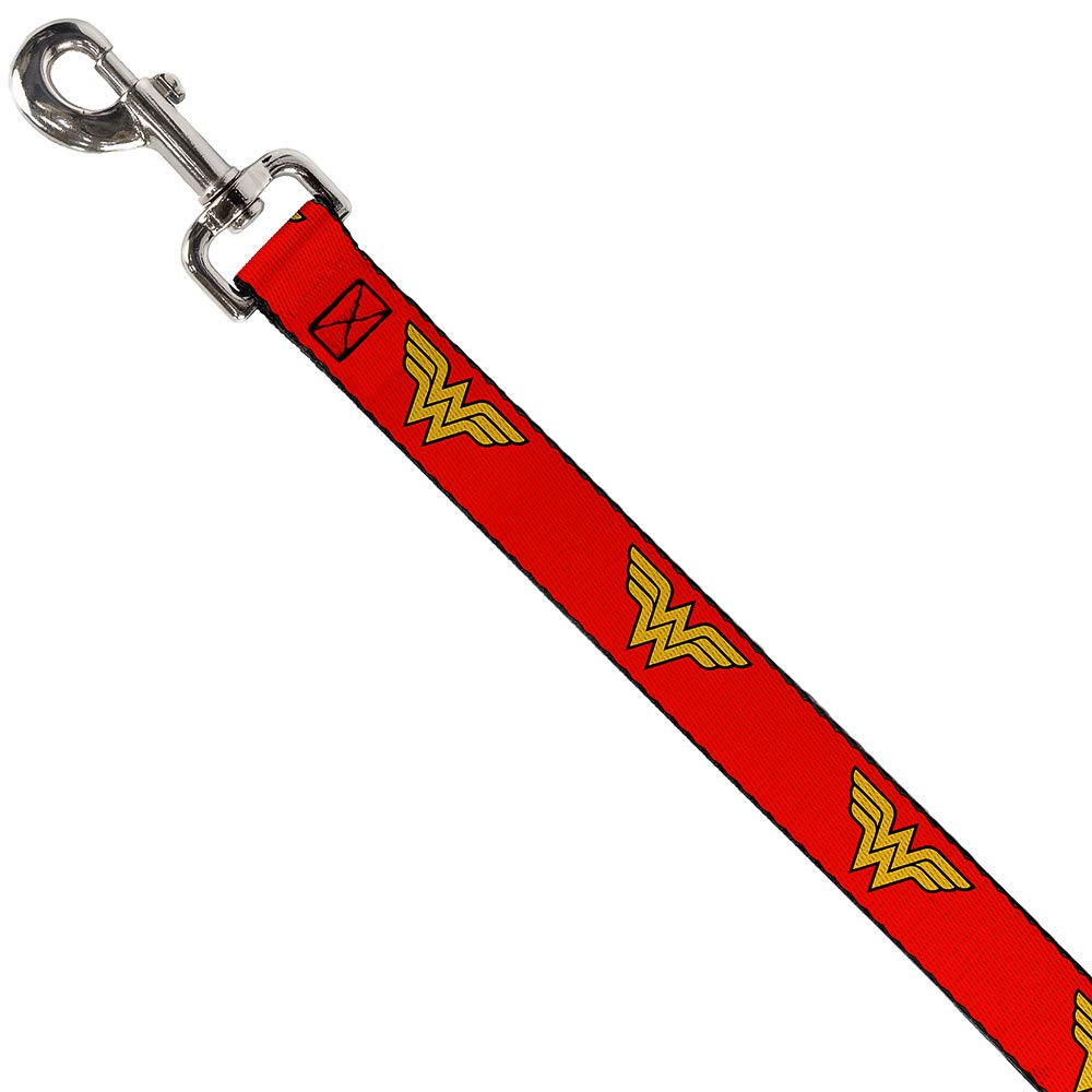 Buckle-Down Dog Leash Wonder Woman Logo Red 6 Feet Long 1.0 Inch Wide, Multicolor (Dl-6Ft-Www001)