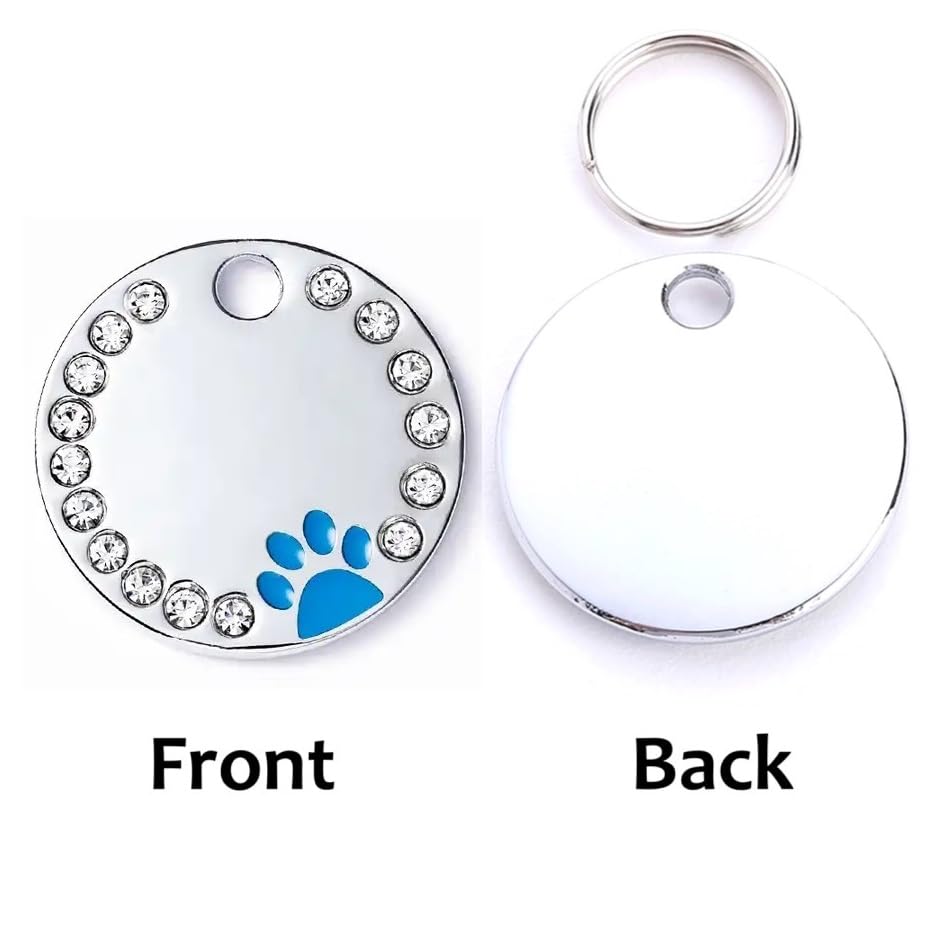 Personalized Dog/Cat Cute Paw Pet Id Tag With Unique Laser Engraving Name And Phone Number For Pet Collar Or Key Chain (Blue)