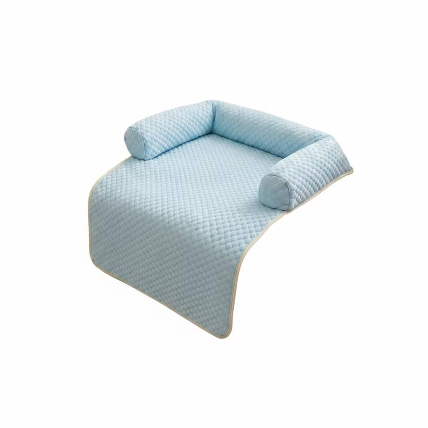 STYLEHEAVEN Lightly Padded Quilted Bolster Pet Pad NestLike Dog Sofa Bed Rounded Corners Dog Couch Bed, Blue Ice Bean Pet Suppl