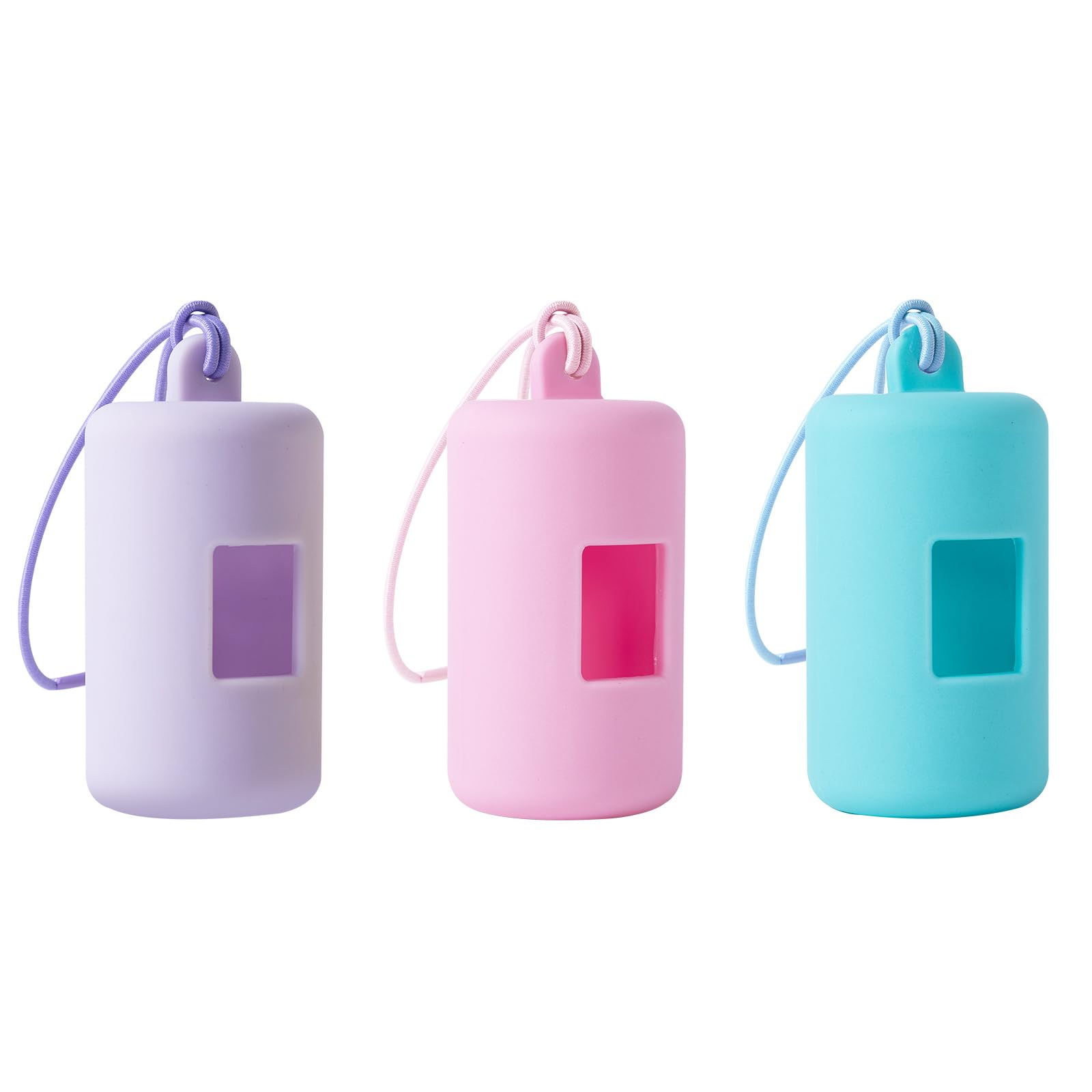 3Pack Dog Poop Bag Holder For Leash,One Piece Molded Soft Plastic Pet Waste Bag Dispenser With Elastic Loop Protable Doggie Poop