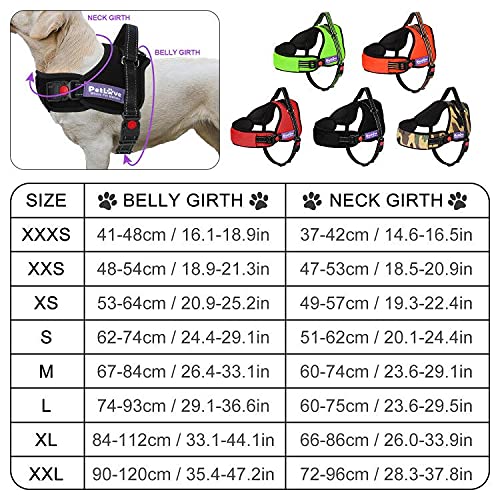 Petlove Dog Harness, Adjustable Soft Leash Padded No Pull Dog Harness For Small Medium Large Dogs, Black