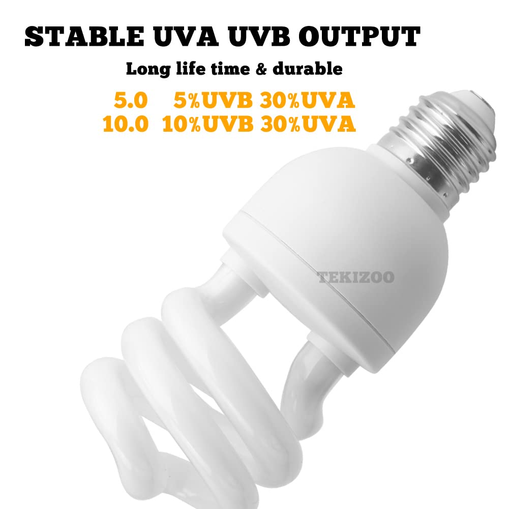 Tekizoo Uva Uvb Light Bulb 5.0/10.0 Compact Florescent Terrarium Lamp For Tropical/Desert Reptiles And Amphibians (26W 5.0)