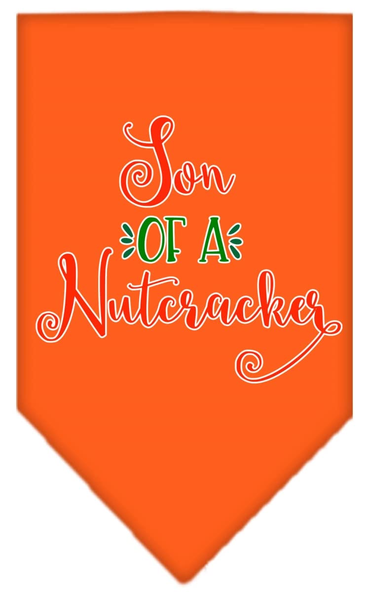 Christmas Pet and Dog Bandana Screen Printed, "Son Of A Nutcracker" Orange Large