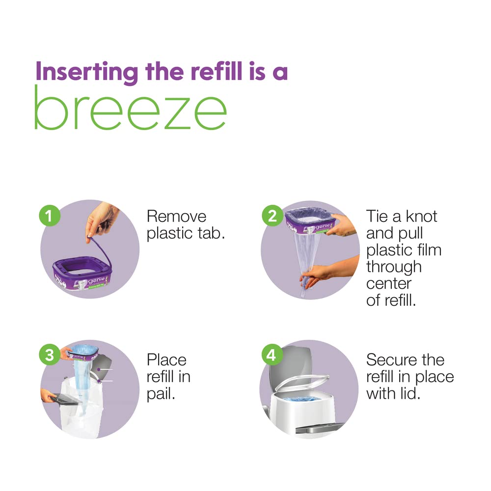 Litter Genie Refill Bags (3-Pack) Multi-Layers Of Odor-Barrier Technology 1 Square Refill Lasts Up To 2 Months