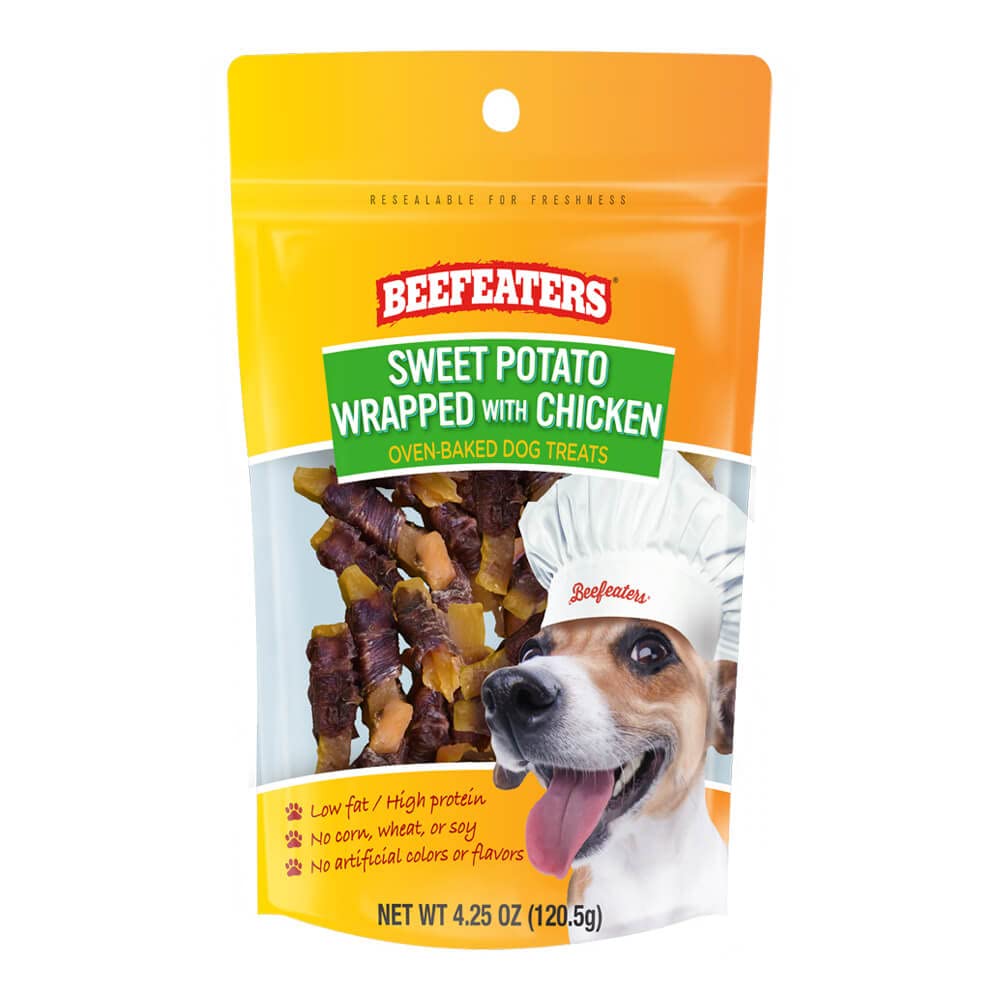 Dog Treats - Sweet Potato Wrapped with Chicken 4.25oz, Case of 6 | Dog Food No Corn/Wheat/Soy/Gluten | Low Fat, Grain-Free, Trai