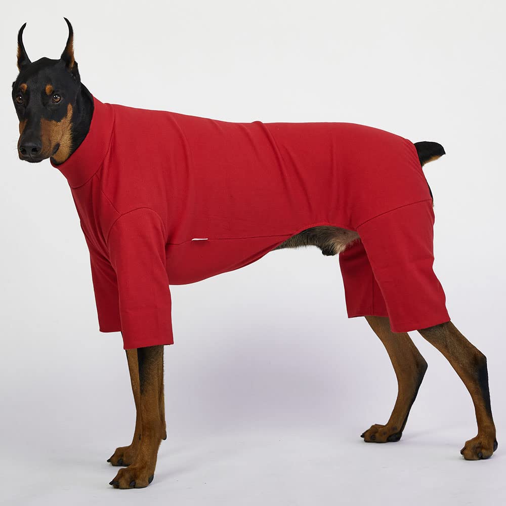 Lucky Petter Small Dog Pajamas Basic Onesie Doggie Jammies Stretchable Dog Jumpsuit Bodysuit Pjs (4X-Large, Basic Red)