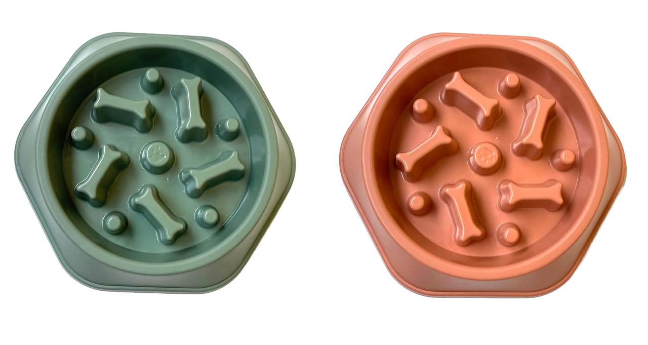 Urban Pet Gallery Pet Bowl, Feeding Bowl, Slow Eating Bowl For Dogs And Cats, Non Slip (Green) And Pet Bowl, Feeding Bowl, Dog B