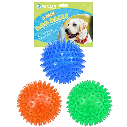 petizer 3-Pack 2.5 Inch Squeaky Dog Toy Balls, Floating Dog Pool Balls, Dog Spiky Balls, Interactive Fetch Toys for Puppy, Dog C