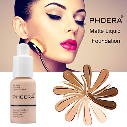 2 Pack Phoera Foundation,Matte Oil Control Concealer Foundation Cream,Phoera Long Lasting Waterproof Matte Liquid Foundation For