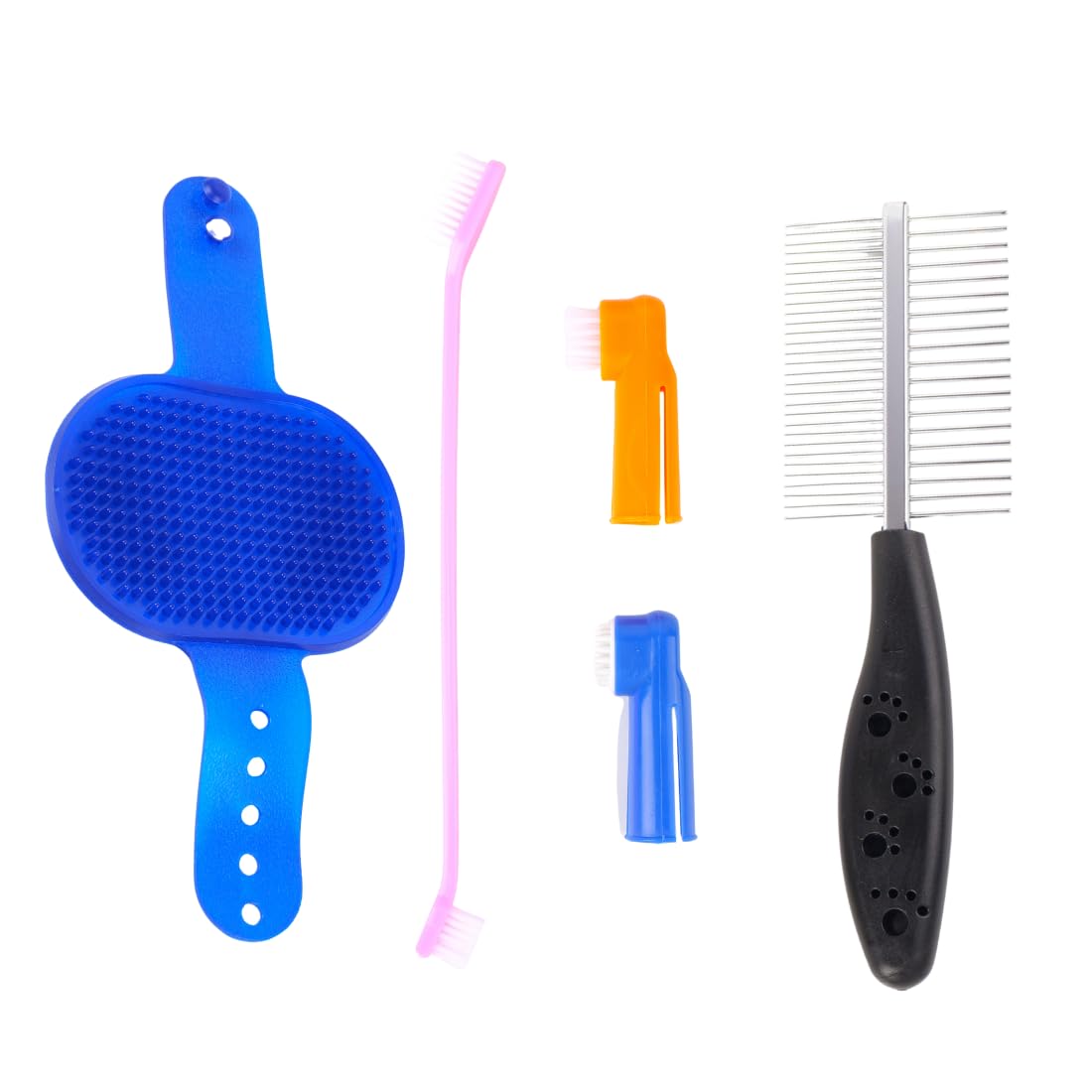 Professional Pet Grooming Brush, Blue and Black SelfCleaning Slicker Brush for Dogs, Ergonomic Handle with Paw Print Design(pac