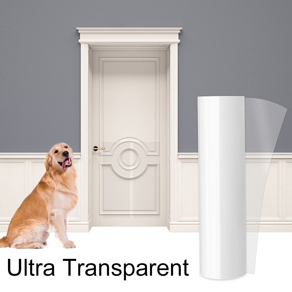 Door Scratch Protector, Protect Your Door, Furniture And Wall With Clear Premium Heavy Duty Door Cover Scratch Shield, Large Vinyl Door Guard For Dog Scratching