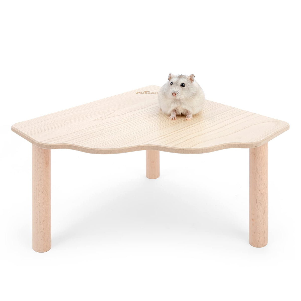 Niteangel Hamster Play Wooden Platform For Dwarf Syrian Hamsters Gerbils Mice Degus Or Other Small Pets (Triangle - 5.9'' Height, Burlywood)