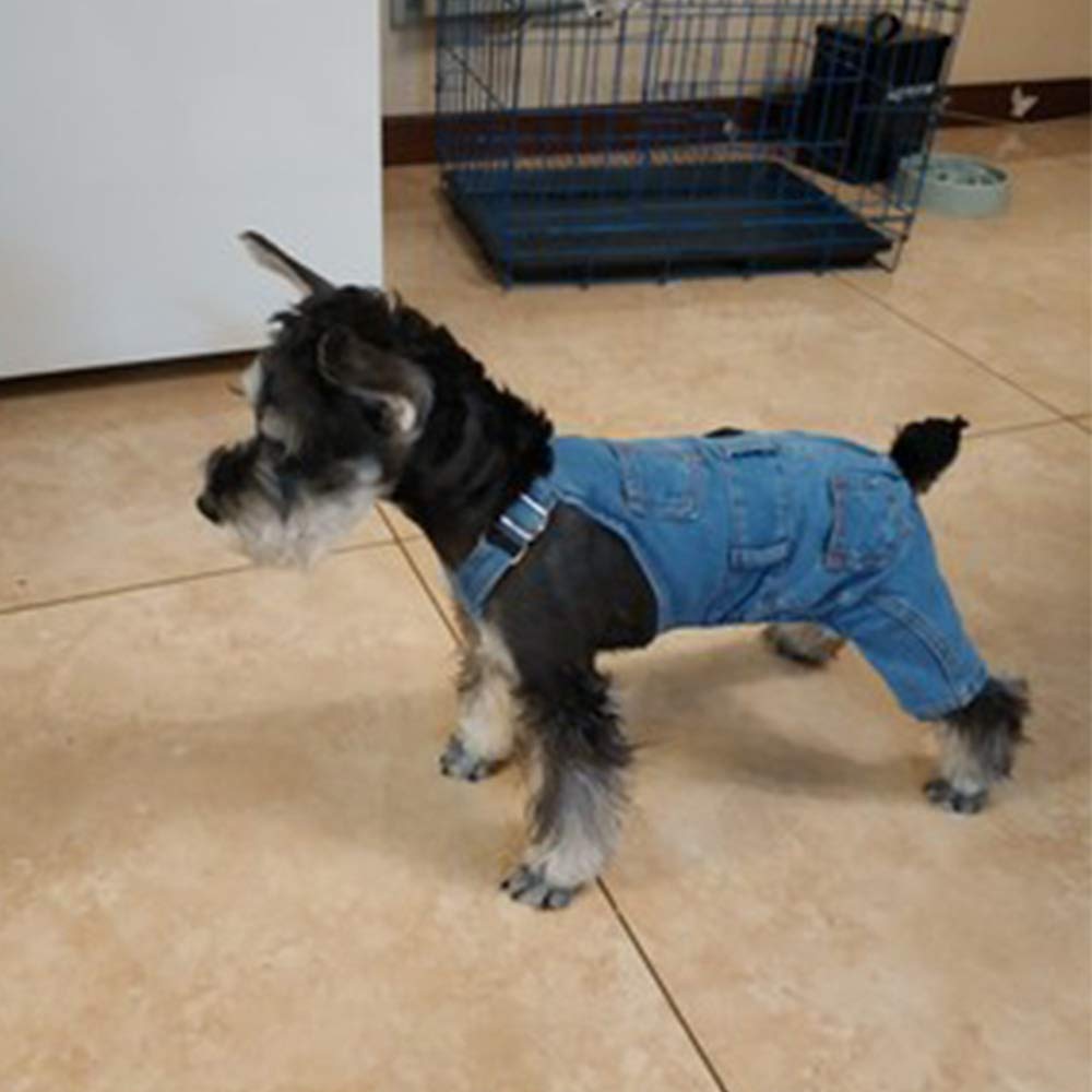 Muyaopet Dog Denim Jumpsuit Costumes Cat Pet Jean Overalls Clothes For Yorkie Bulldog (Xxl(Bust 20.4' Back 16.9'), Blue)