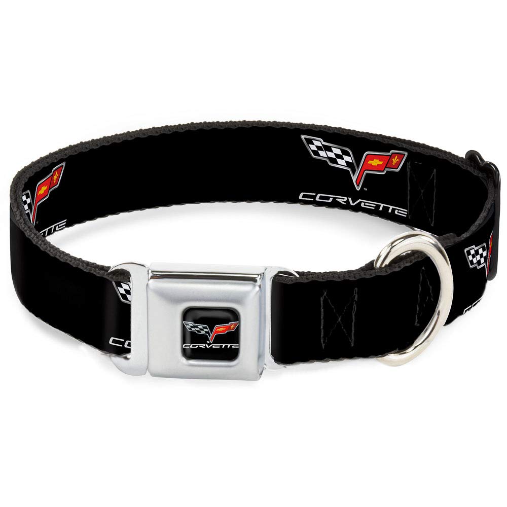 Buckle-Down Seatbelt Buckle Dog Collar - C6 Logo Repeat - 1.5' Wide - Fits 18-32' Neck - Large