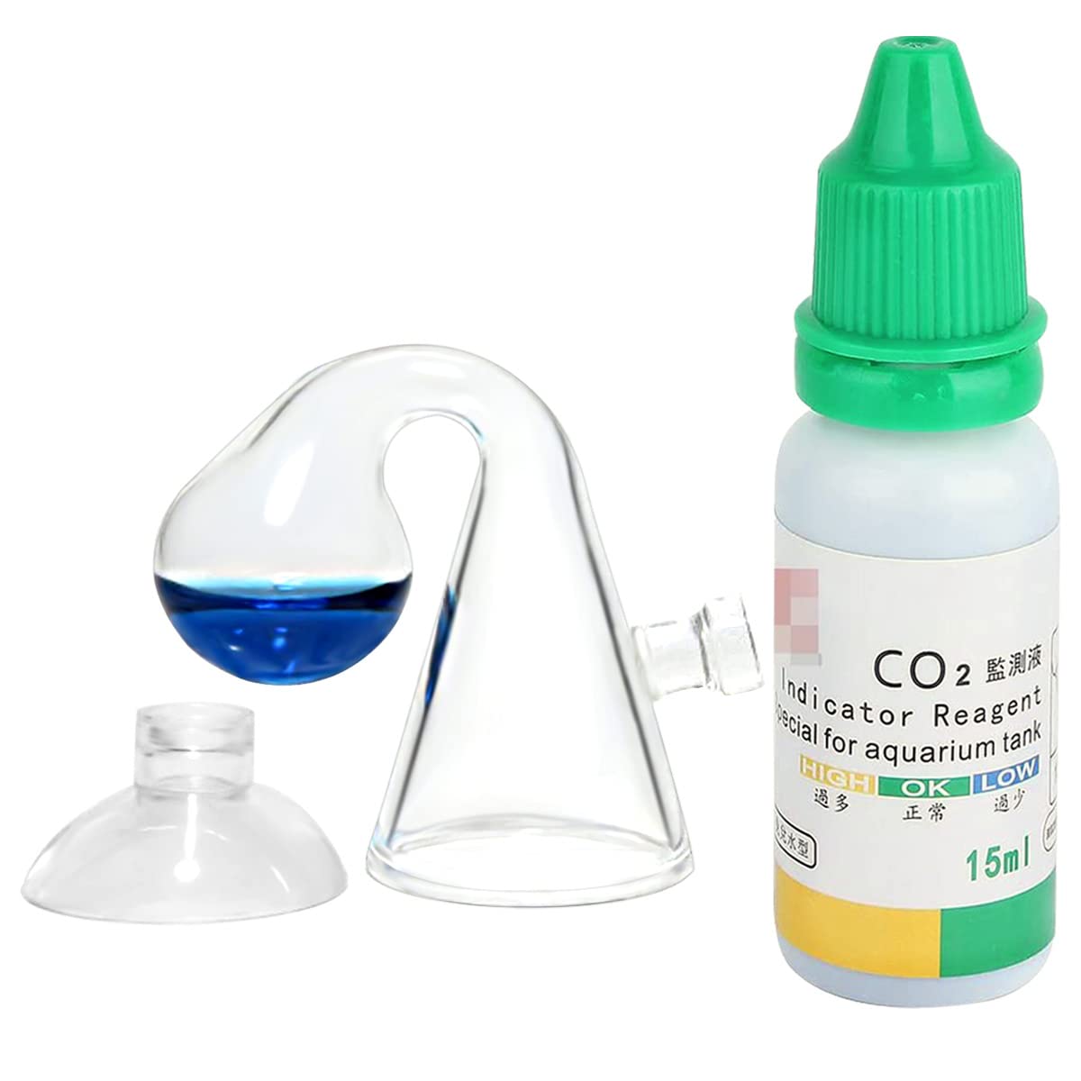 Yagote Co2 Drop Checker, Quickest Most Accurate Easiest to Use Glass Co2 Drop Checker for Aquarium Fish Tank with Solution (CO2 