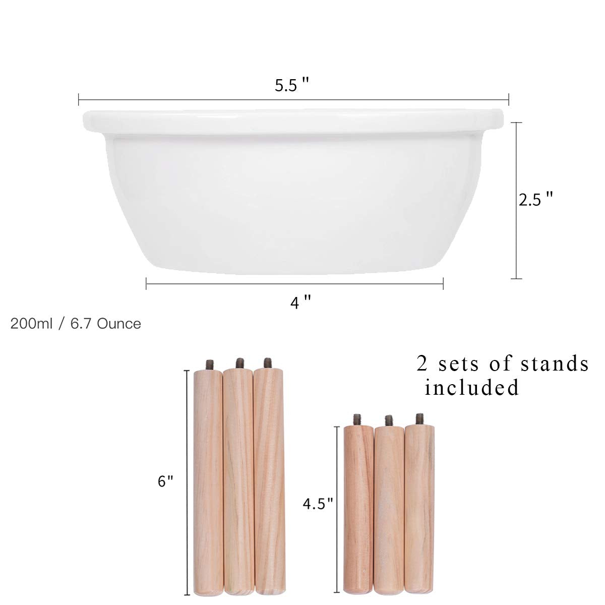 Miss Meow Raised Cat Bowls With Stand Feeder, Elevated Bamboo Stand With 3 Ceramics Bowls, Anti Slip And Removable Feet. (Ceramic Bowls)