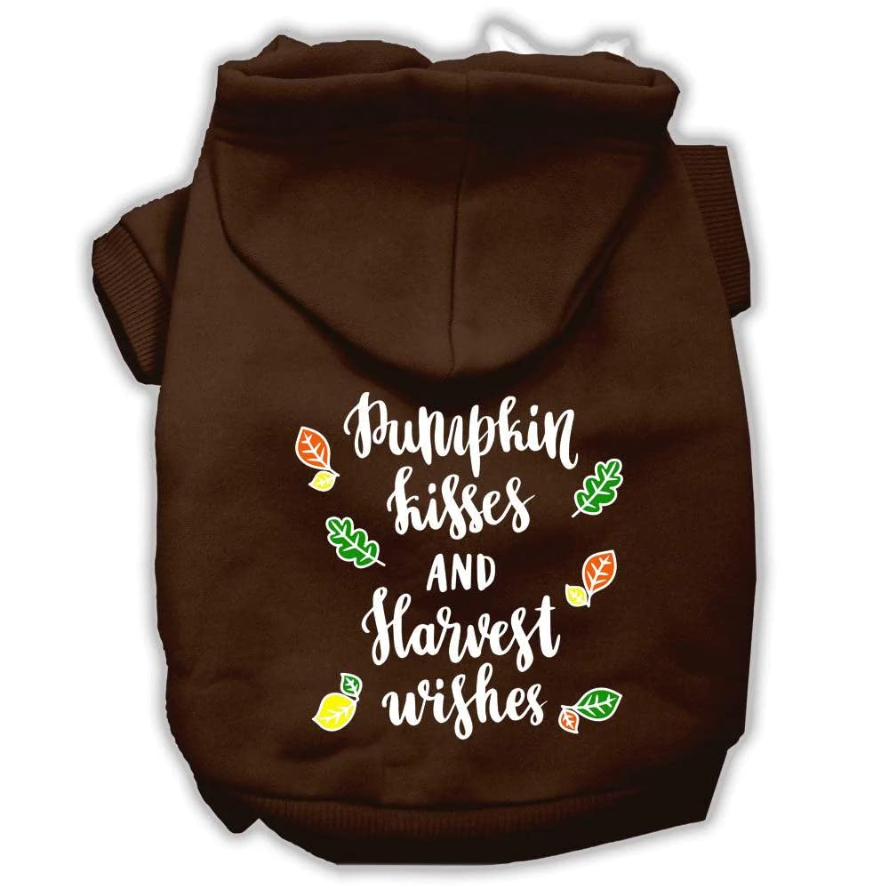 Pet, Dog And Cat Hoodie Screen Printed, 'Pumpkin Kisses & Harvest Wishes' Black Lg (10-14 Lbs.)