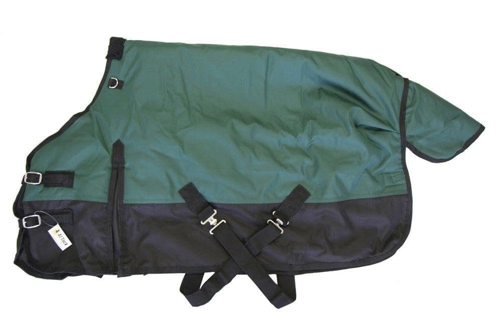 Aj Tack 1200D Waterproof Winter Pony Blanket - 300G Heavyweight Turnout With Fleece Collar, Shoulder Gussets & Tail Flap - Black 50'