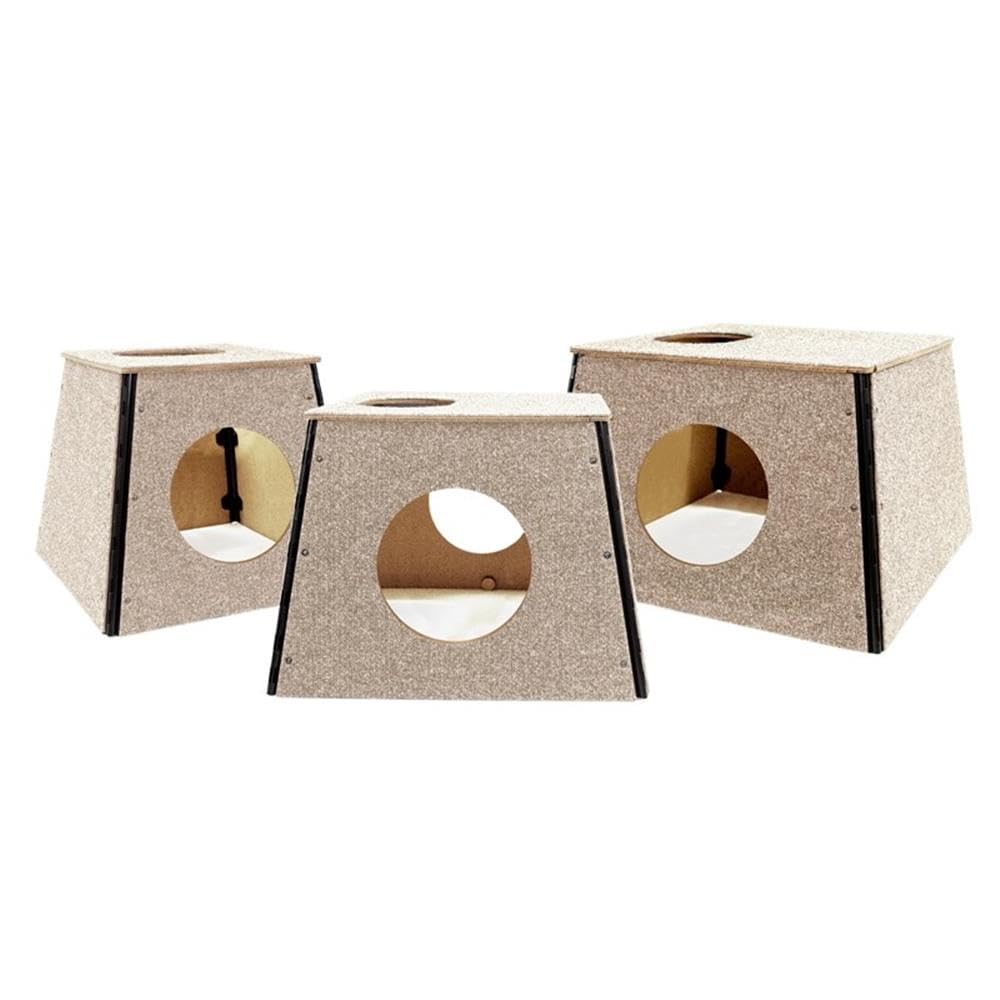 Happystack Cat Tower Model HS3SQTANLG Pyramid Style in Tan Indoor/Outdoor Carpet for Large Cats