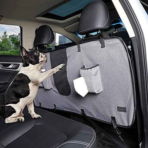 Petsfit Dog Car Barrier Vehicle Pet Barrier Backseat Mesh Dog Car Divider Net With Adjusting Rope, Sturdy Hook And 3 Storage Pockets Suitable For Suv Pickup Car