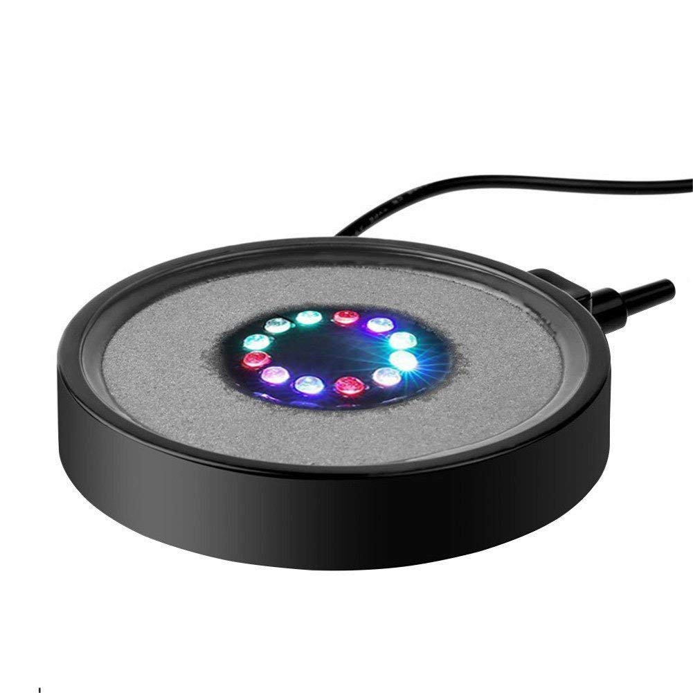 Nicrew Multi-Colored Aquarium Led Bubbler Stone Disk, Fish Tank Bubbler With Auto Color Changing Leds