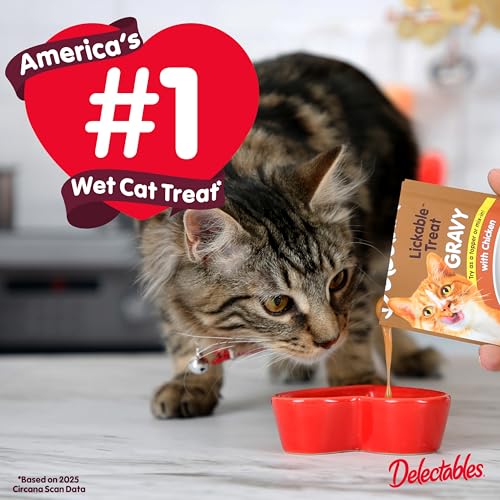 New! Delectables Lickable Treat Gravy Senior 10+ Variety Wet Cat Treat & Food Topper, Food Topper, Hydrating, Grain-Free, No Fil