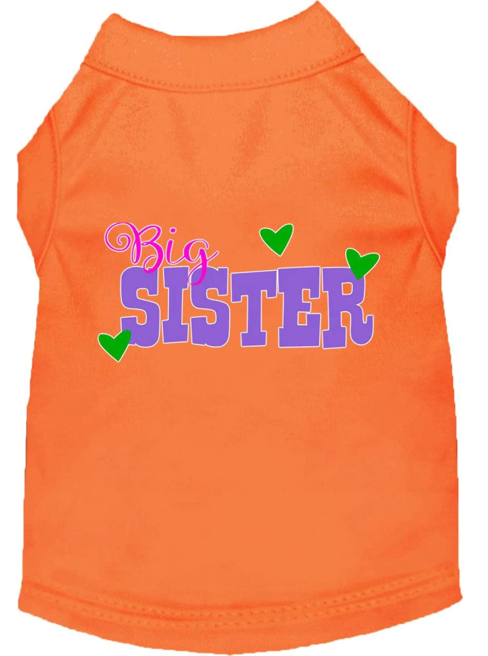 Pet Dog & Cat Shirt Screen Printed, &quot;Big Sister&quot; Orange XS (0-3 lbs.)