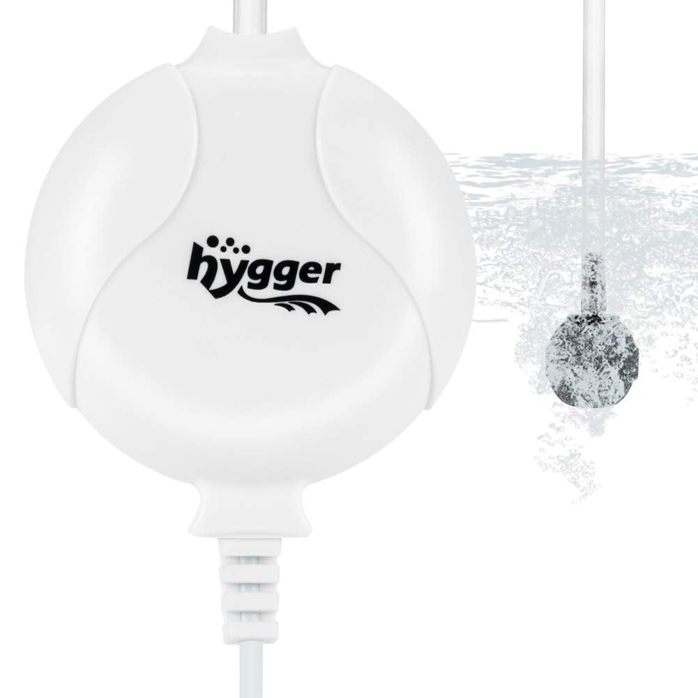 Hygger Quiet Aquarium Air Pump 1.5 Watt Energy Saving Mini Oxygen Pump For 1-15 Gallon Fish Tank With Accessories White