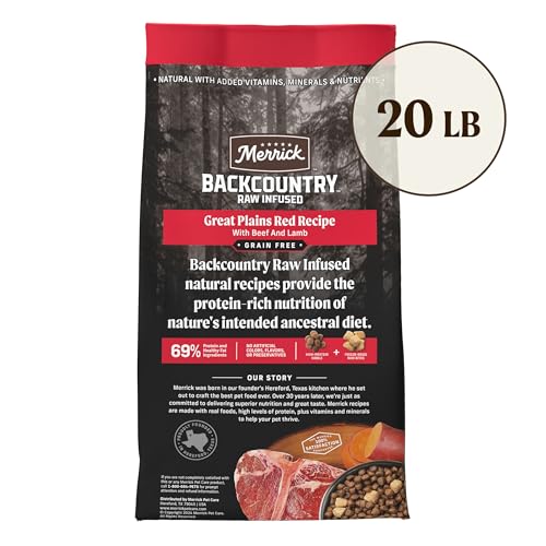 Merrick Backcountry Grain Free Dry Dog Food with Freeze Dried Raw, Great Plains Red Recipe, 20 lb Bag