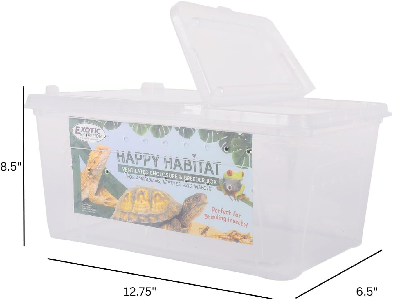 Happy Habitat (Medium - 2 Pack)- Ventilated Enclosure & Breeder Box - for Live Feeder Insects, Reptiles, Amphibians & Other Smal