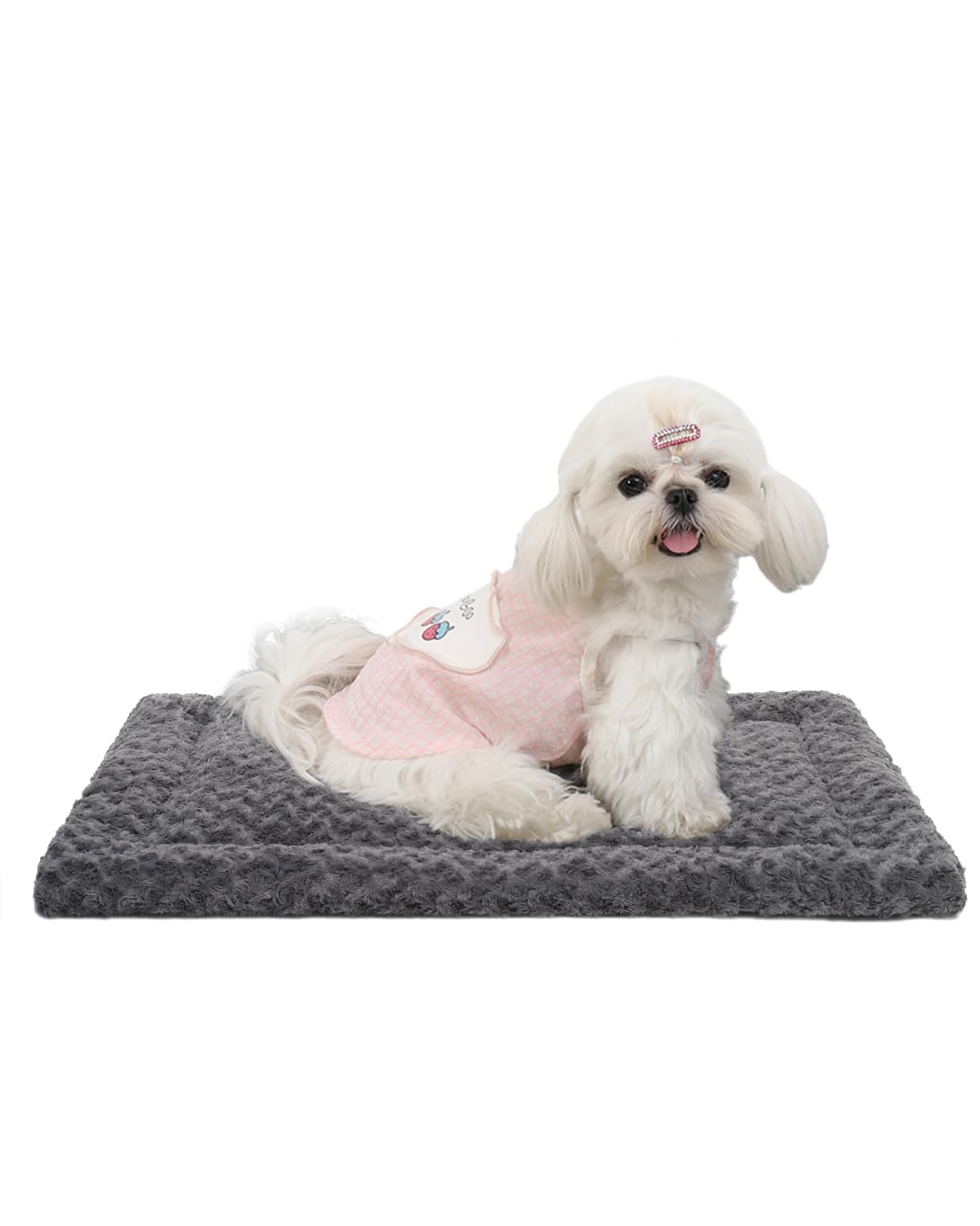 Washable Dog Bed Mat Reversible Dog Crate Pad Soft Fluffy Pet Kennel Beds Dog Sleeping Mattress For Large Jumbo Medium Small Dogs, 21 X 13 Inch, Gray